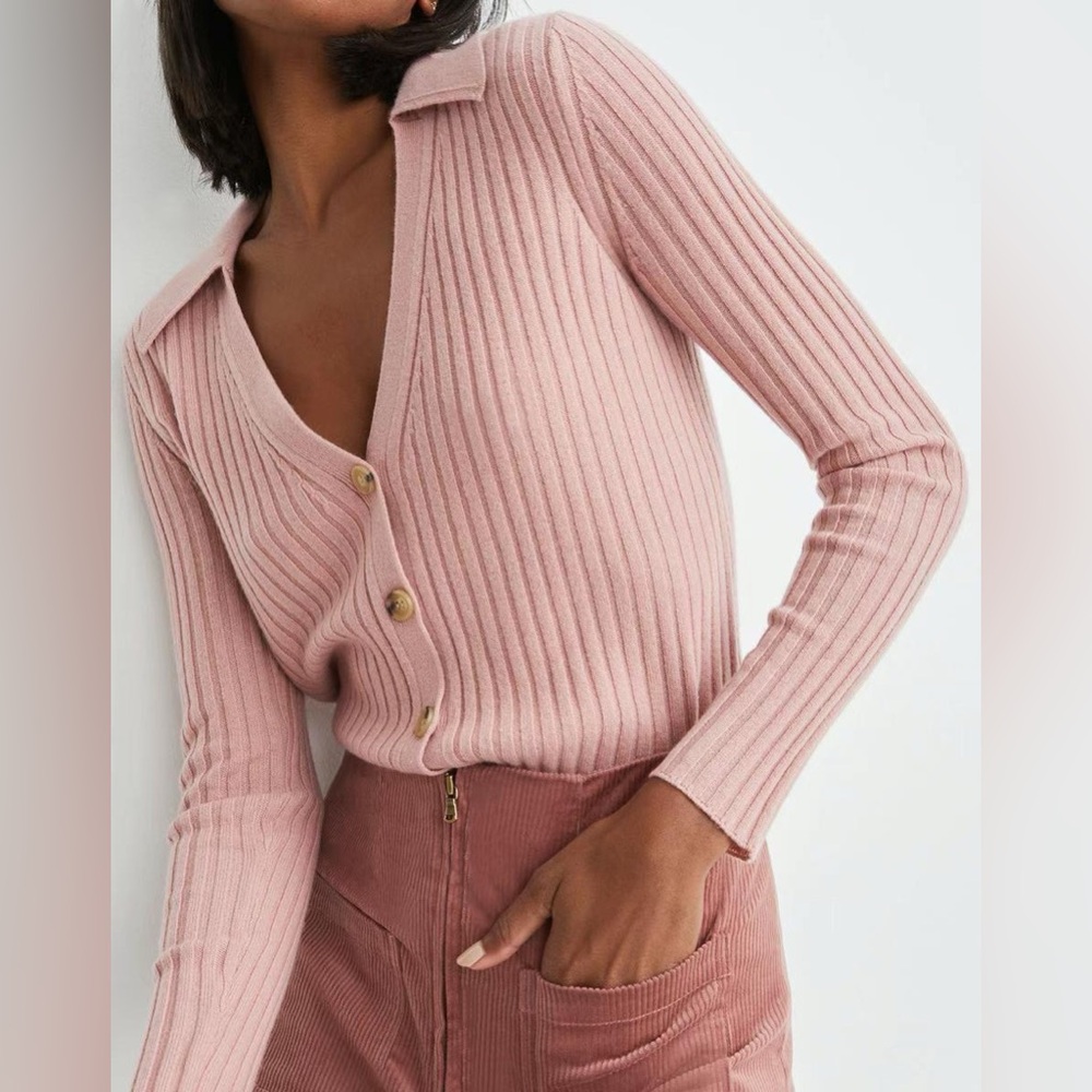 NWT $448 Veronica Beard Lazana Ribbed Cashmere Cardigan Sweater